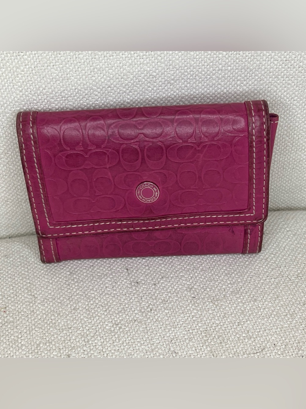 Coach Fuchsia Signature Embossed Leather Wallet